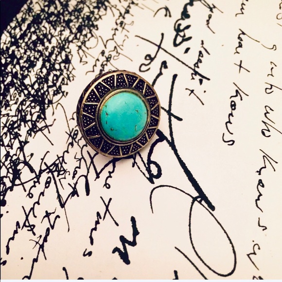 Vintage Turquoise adjustable statement cocktail ring - Picture 1 of 5
